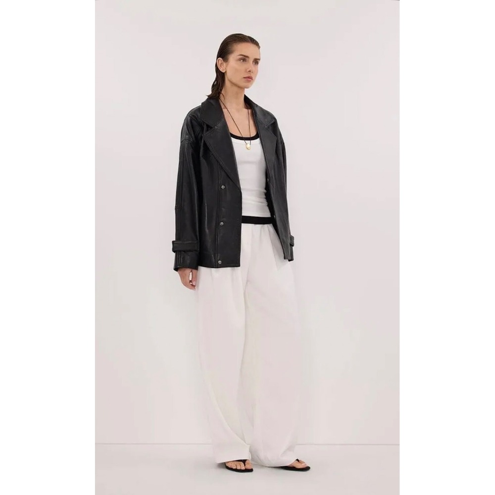 DISSH Eden Tailored Pants White Wide Leg Pleated High Rise Trousers US 6